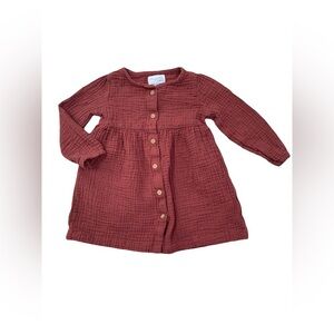 Little Planet Size 18 Months Rust Organic Muslin Gauze Dress